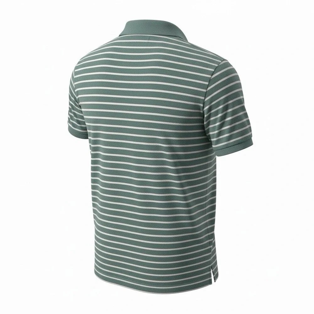 Vintage Polo Ralph Lauren Knit Polo‎ Shirt Green White Striped Men's Size L